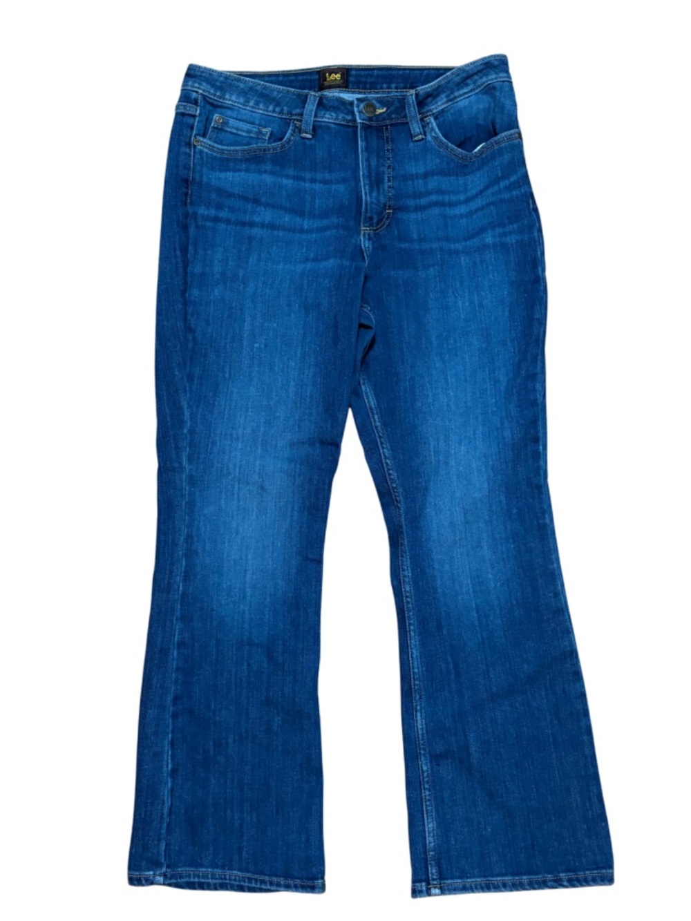 Lee Womens Jeans 10 Short Bootcut Stretch Blue Denim 28.5 Inseam Mid Rise